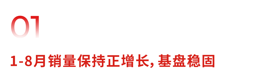01 1-8月销量保持正增长,基盘稳固