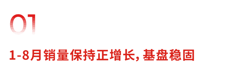 01 1-8月销量保持正增长,基盘稳固
